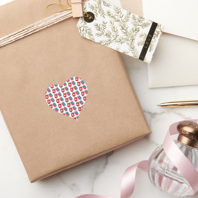 Ticino, Switzerland. Swiss & Canton Coats of Arms Heart Sticker (Creator Uploaded)