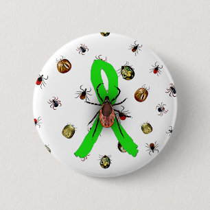 Tick Awareness Lyme Disease Ribbon Button