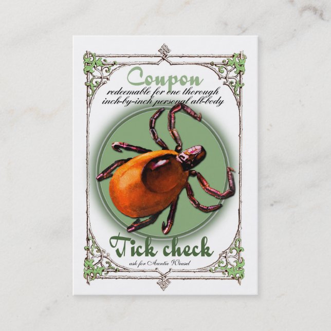 Tick Check Coupon, business card size (Front)
