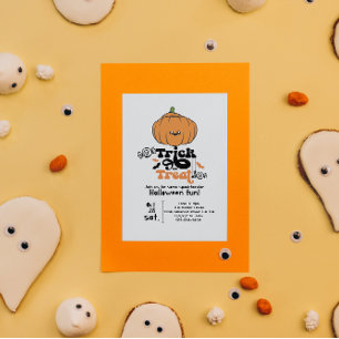 Tick or treat cute pumpkin custom invitations