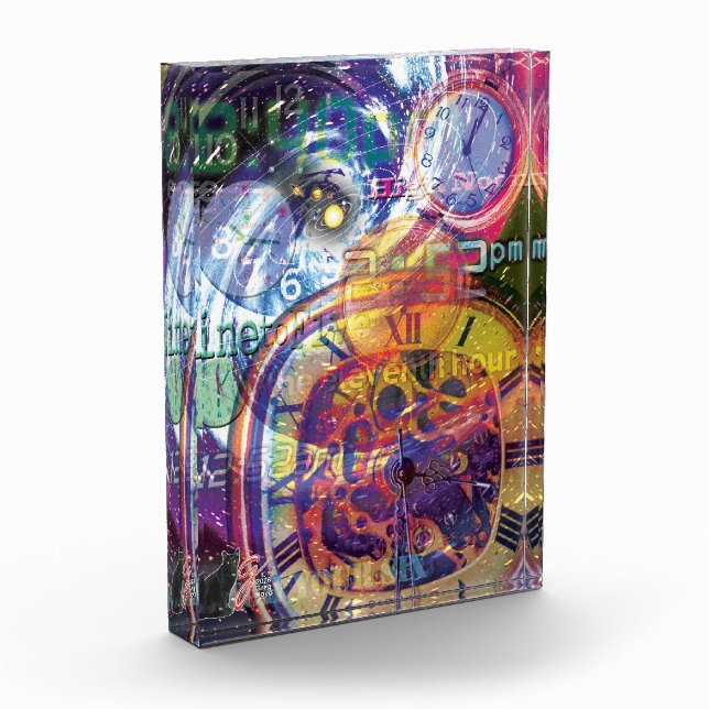 Tick Tock Colour Illustration Acrylic Block (Left)
