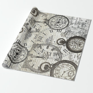 Tick Tock Furniture Decoupage Poster Wrapping Paper