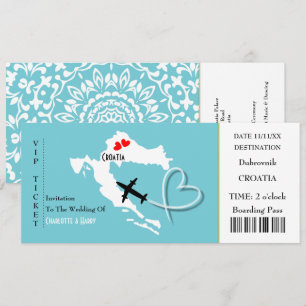 Ticket Boarding Pass Wedding Destination Croatia Invitation