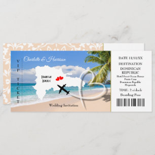 Ticket Boarding Pass Wedding Destination Dominican Invitation
