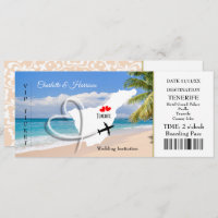 Ticket Boarding Pass Wedding Destination Tenerife