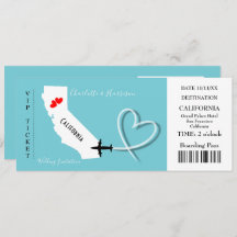 Ticket BoardingPass Wedding Destination California