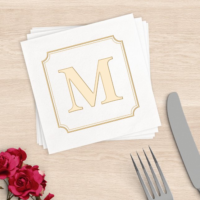 Ticket Border Monogram Foil Napkins (Creator Uploaded)