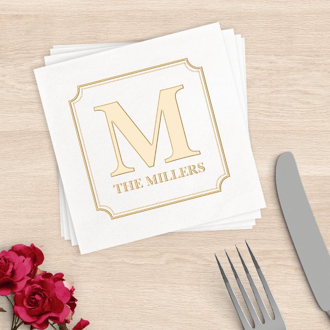 Ticket Border Name Monogram Foil Napkins (Creator Uploaded)