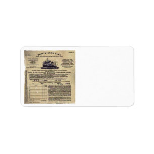 Ticket for RMS Titanic 1912 Label