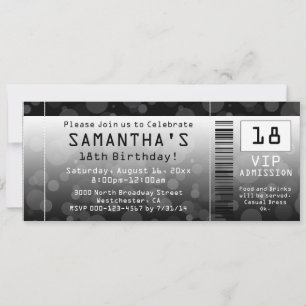 Ticket Invitations, Black + White Invitation