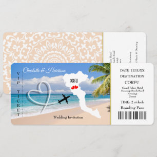 Ticket Pass Wedding Destination Corfu Invitation