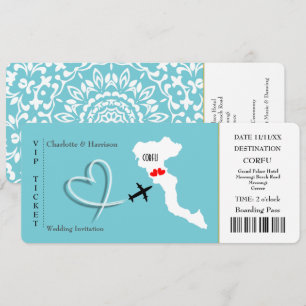 Ticket Pass Wedding  Destination Corfu Invitation