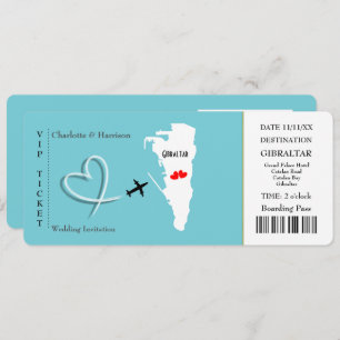 Ticket Pass Wedding Destination Gibraltar Invitation