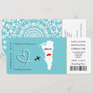 Ticket Pass Wedding  Destination Gibraltar Invitation