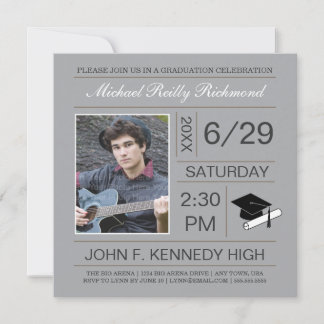 Ticket Photo Graduation Invite: Silver Invitation