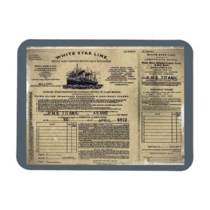 Ticket RMS Titanic 1912 Magnet