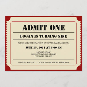 Ticket Stub Party Invitation