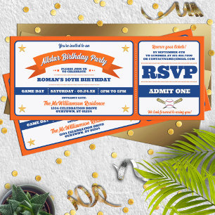 Ticket Style Baseball Birthday Party Invitation