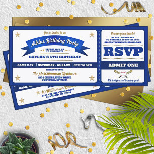 Ticket Style Baseball Birthday Party Invitation