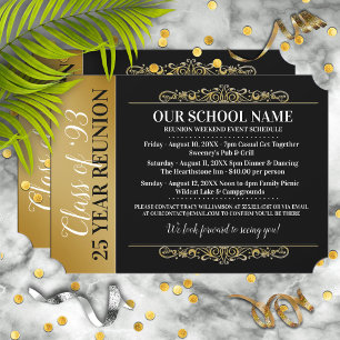 Ticket Style Black/Gold Class Reunion Invitation