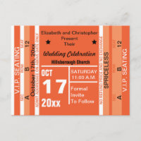 Ticket To Fun Wedding Save The Date Orange