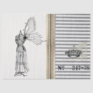 Ticking Burlap Dress Form Fairy Tissue Paper