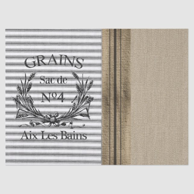 Ticking Burlap Grain Sack Tissue Paper (Front)