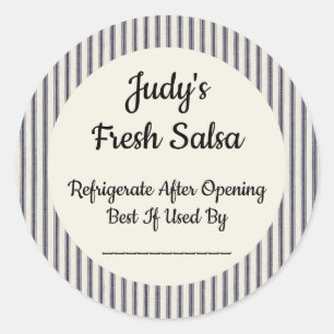 Ticking Stripes Custom Product Canning Jar Sticker