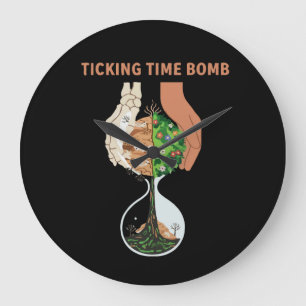 Ticking Time Bomb Earth Hourglass Environmental  Large Clock