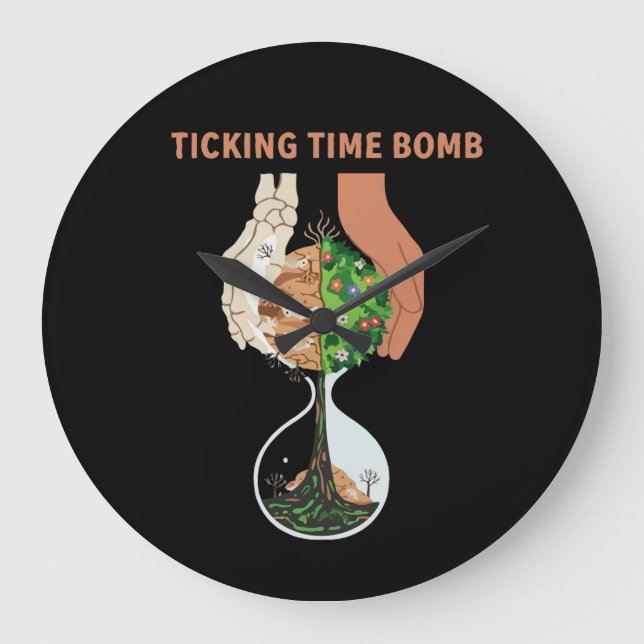 Ticking Time Bomb Earth Hourglass Environmental  Large Clock (Front)