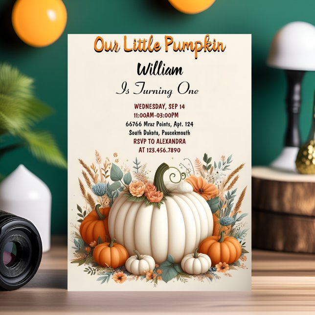 Tickle Farm Kids Our Little Pumpkin Is Turning One Invitation (Creator Uploaded)