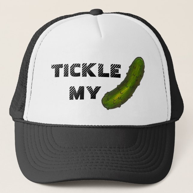 Tickle My Pickle Funny Foodie Kosher Dill Pickles Trucker Hat (Front)