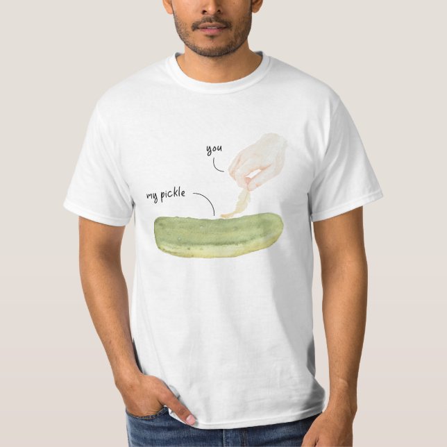 Tickle My Pickle Funny Watercolor Art T-Shirt (Front)