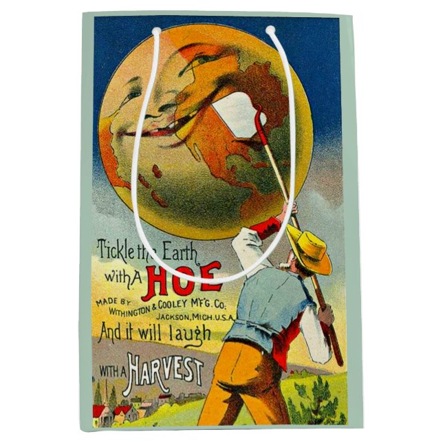Tickle the Earth - Victorian trade card print Medium Gift Bag (Front)