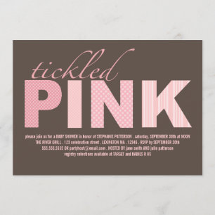 Tickled Pink Baby Girl Modern Baby Shower Invitation