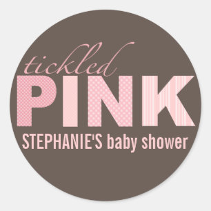 Tickled Pink Baby Girl Modern Baby Shower Sticker