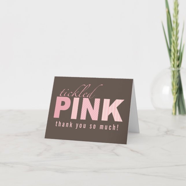 Tickled Pink Baby Girl Thank You Note Card (Front)