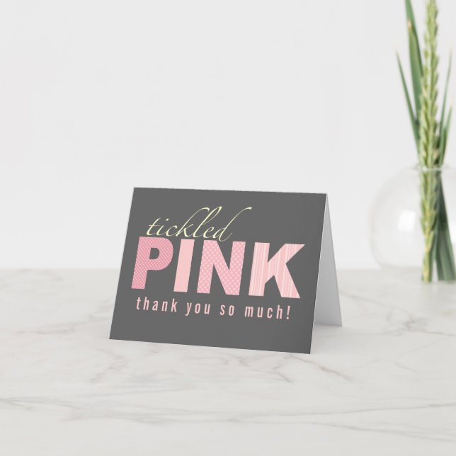 Tickled Pink Baby Girl Thank You Note Card (Front)