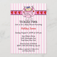 TICKLED PINK Bib Baby Girl Shower Invitations