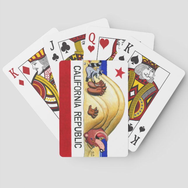 Ticklish California Bear Flag Playing Cards (Back)