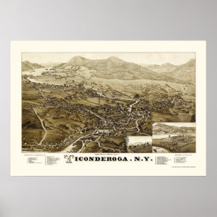 Ticonderoga, NY Panoramic Map - 1884 Poster