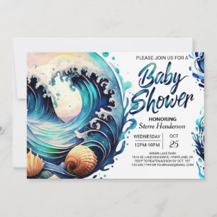 Tidal Blue Water Baby Shower Invitation