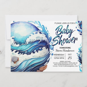 Tidal Oceanic Waves Baby Shower Invitation