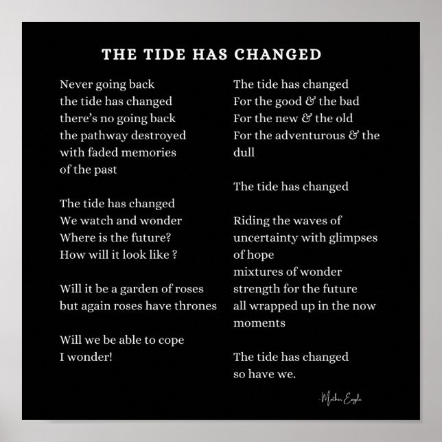 Tide Has Changed New Beginning Fresh Start poem  Poster (Front)