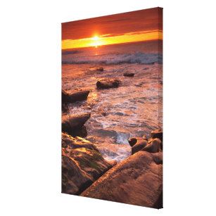 Tide pools at sunset, California Canvas Print