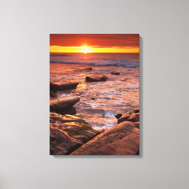 Tide pools at sunset, California Canvas Print (Front)