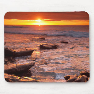 Tide pools at sunset, California Mouse Mat