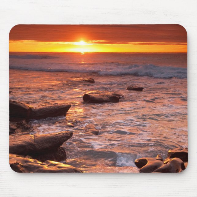 Tide pools at sunset, California Mouse Mat (Front)