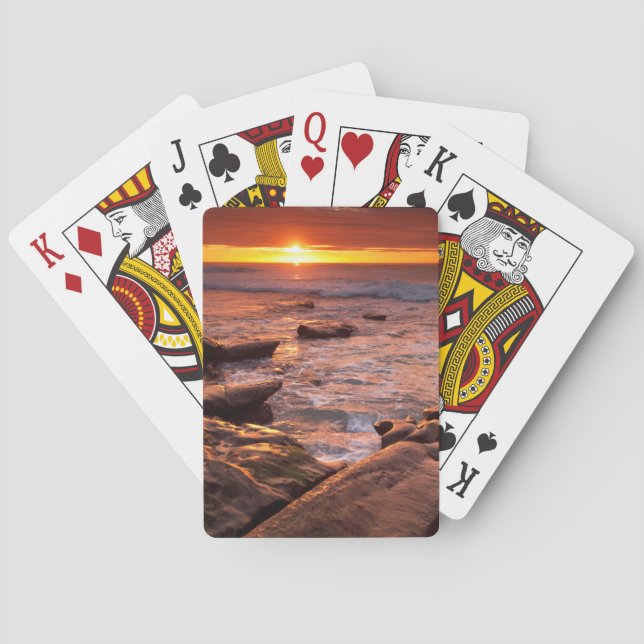 Tide pools at sunset, California Playing Cards (Back)