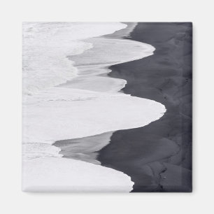 Tide Washes Over Black Beach Magnet